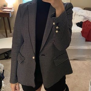 Ann Taylor Navy and White Striped Blazer size 10